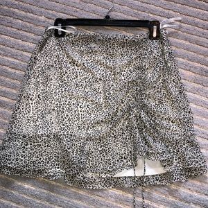 Leopard Mini Skirt with Cinched Slit